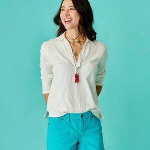 Carve Designs Mara Slub Polo Color: Cloud  Size: Large